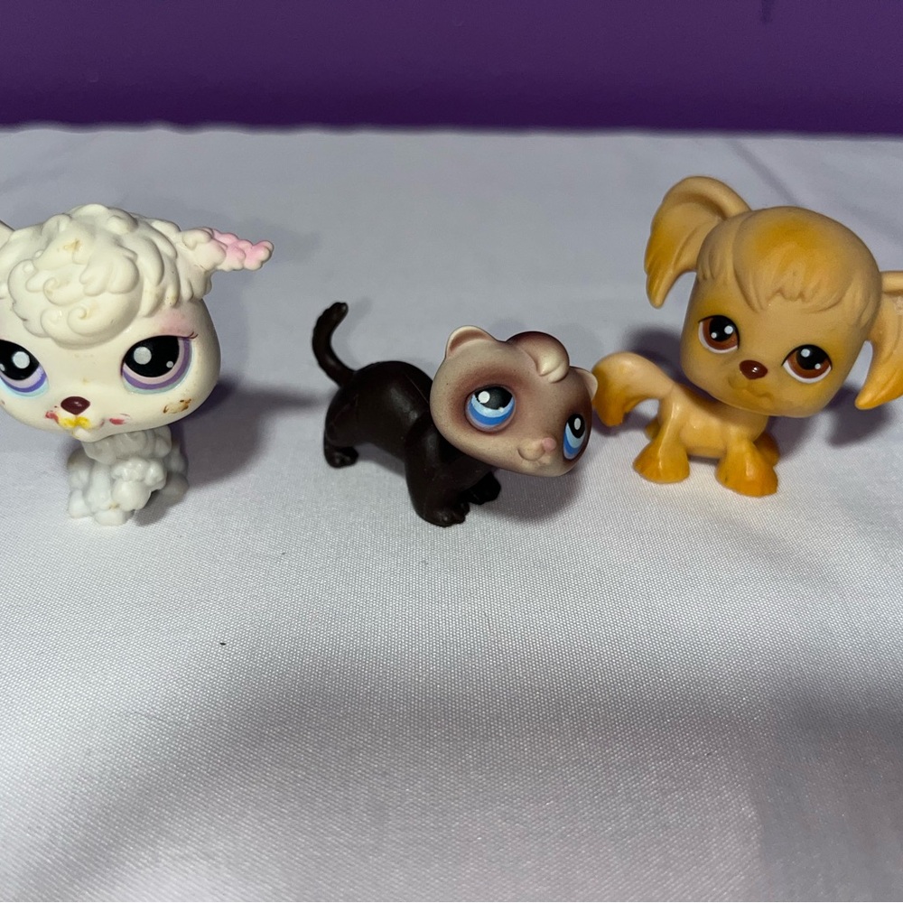 Vintage‎ Littlest Pet Shop Lot Hasbro Poodle #363 Ferret #678 Cocker Spaniel #26